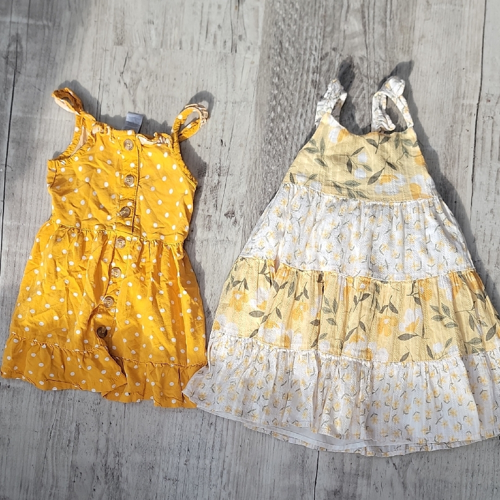 Yellow and Cream Kids Dresses Set